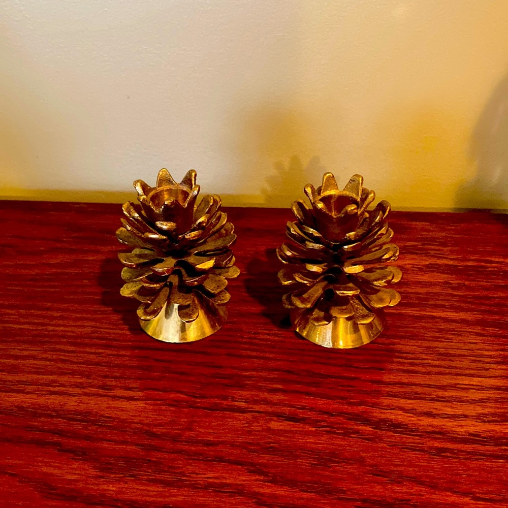 Set of two vintage brass candlestick